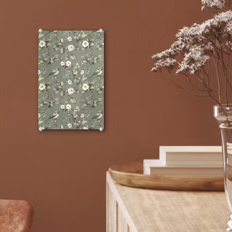 Glas schilderij - Botanisch - Vogels - Groen — 6
