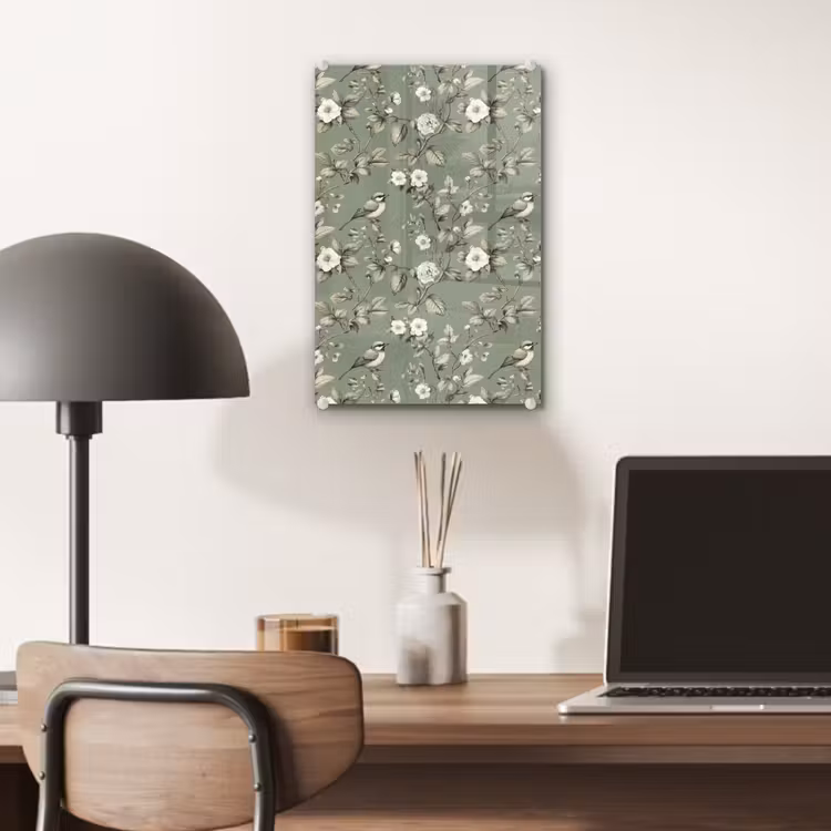 Glas schilderij - Botanisch - Vogels - Groen — 7