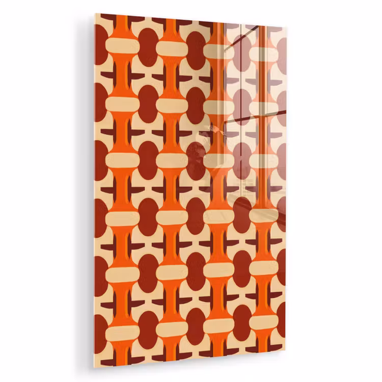 Glas schilderij - Geometrisch - Retro - Oranje — 1