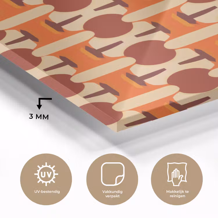 Glas schilderij - Geometrisch - Retro - Oranje — 3