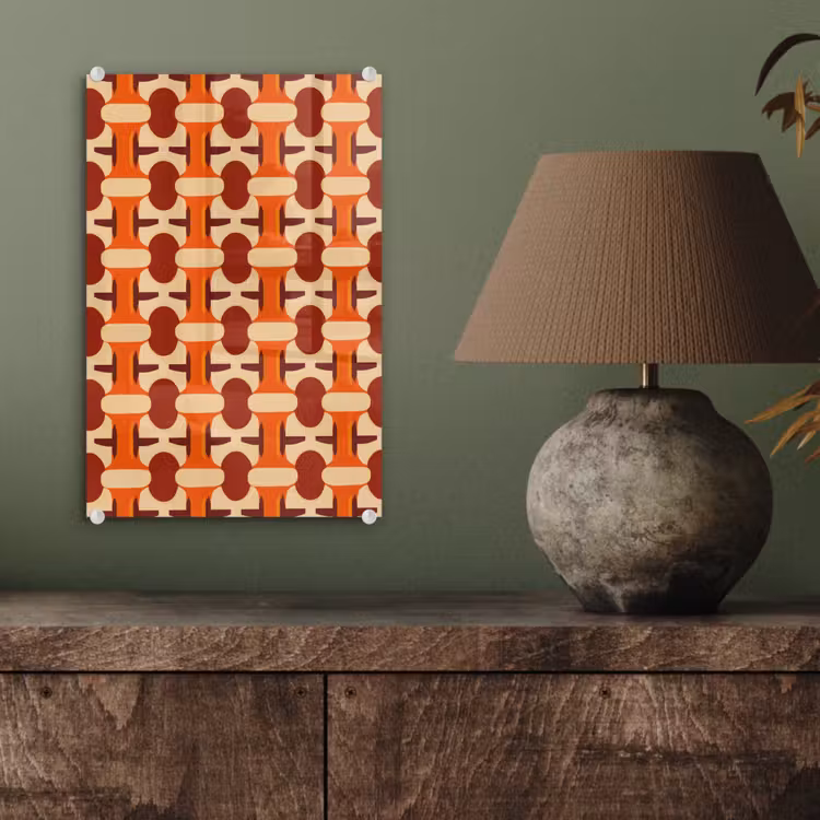 Glas schilderij - Geometrisch - Retro - Oranje — 4