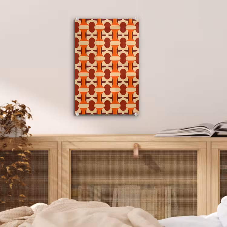 Glas schilderij - Geometrisch - Retro - Oranje — 5