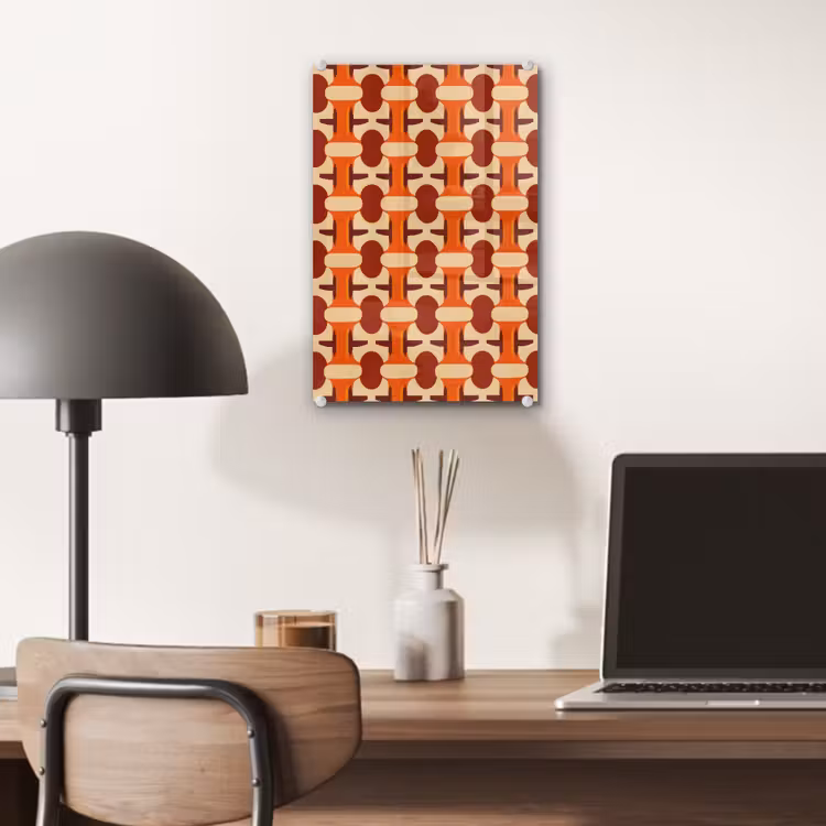 Glas schilderij - Geometrisch - Retro - Oranje — 7