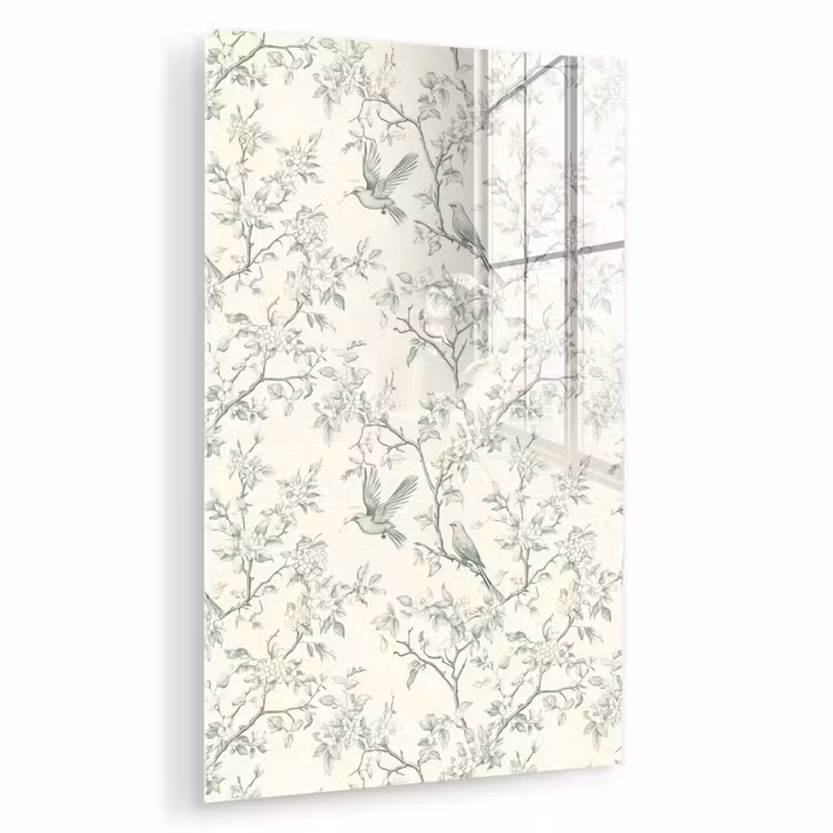 Glas schilderij - Klassiek - Vogels - Groen — 1