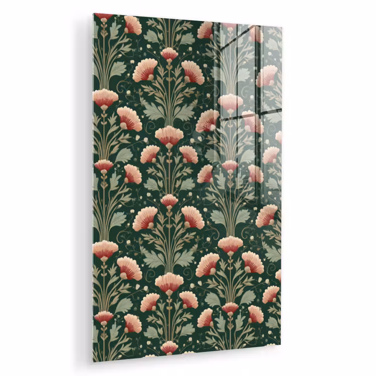 Glas schilderij - Patroon - Botanisch - Kleurrijk — 1
