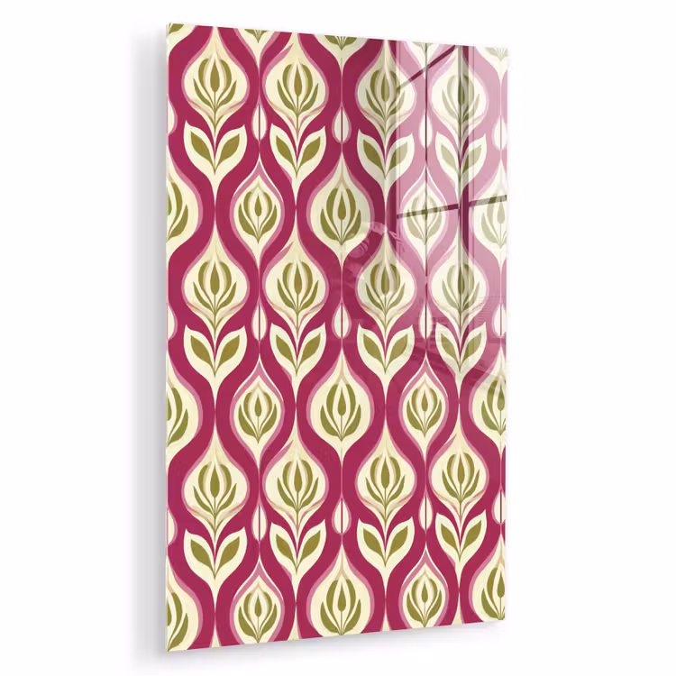 Glas schilderij - Retro - Floraal - Paars — 1