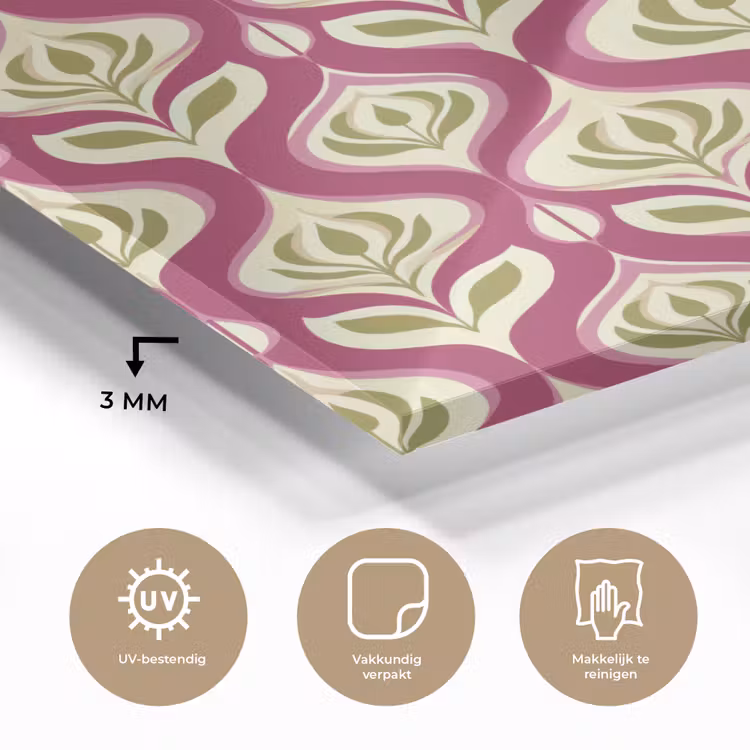 Glas schilderij - Retro - Floraal - Paars — 3