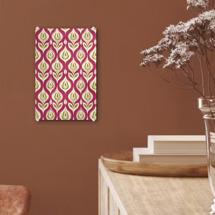 Glas schilderij - Retro - Floraal - Paars — 6