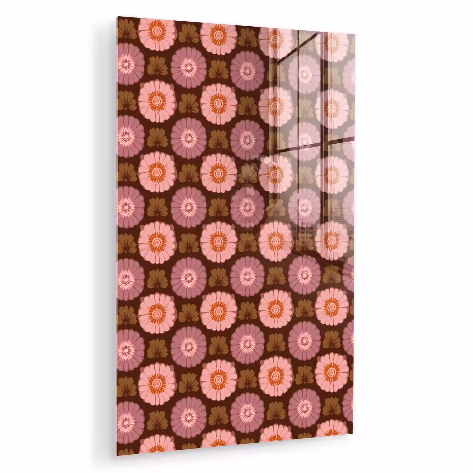 Glas schilderij - Retro - Madelief - Roze — 1