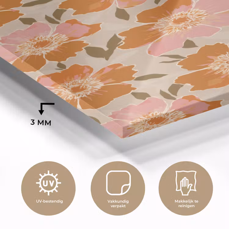 Glas schilderij - Bloemen - Motief - Retro — 3