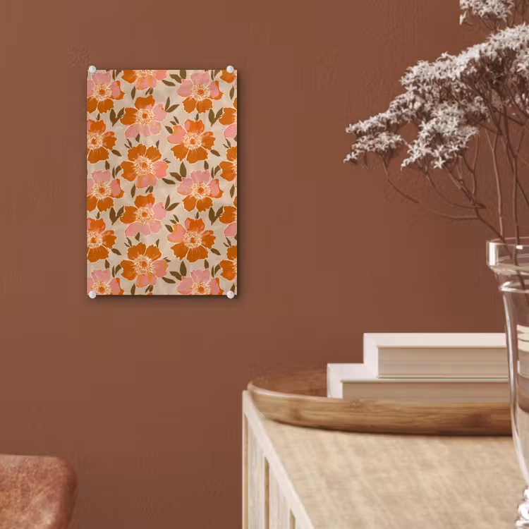Glas schilderij - Bloemen - Motief - Retro — 6