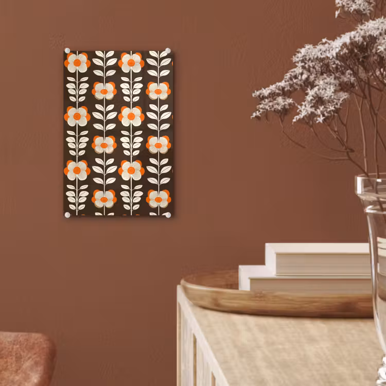 Glas schilderij - Bloemen - Retro - Bruin — 6