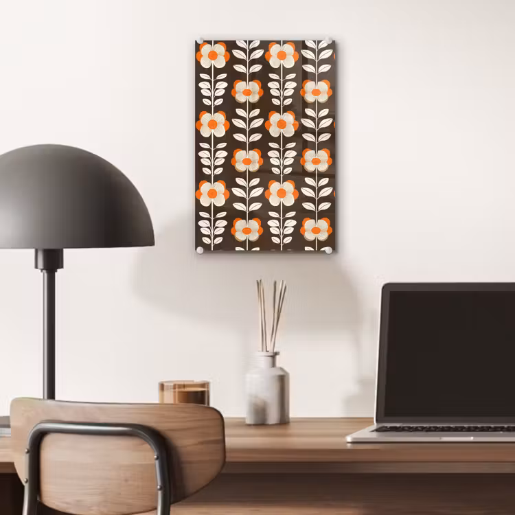 Glas schilderij - Bloemen - Retro - Bruin — 7