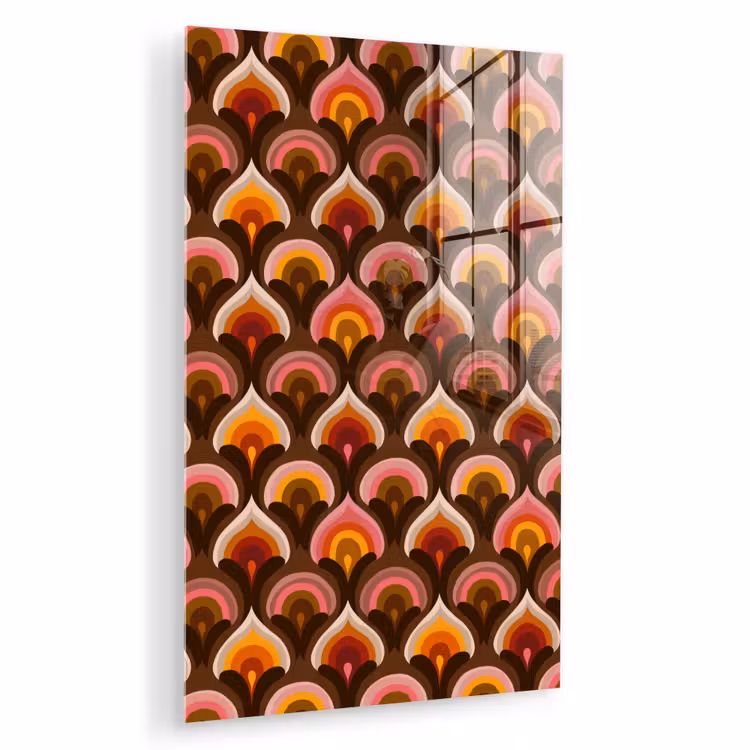 Glas schilderij - Patroon - Retro - Kleurrijk — 1