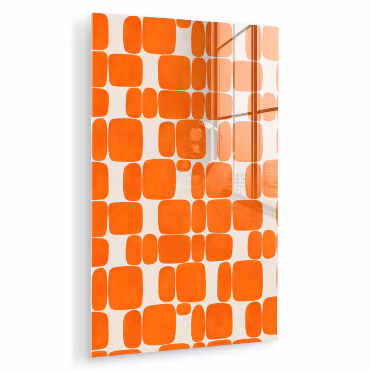 Glas schilderij - Patroon - Retro - Oranje — 1