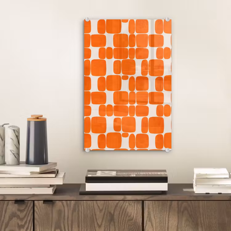 Glas schilderij - Patroon - Retro - Oranje — 2