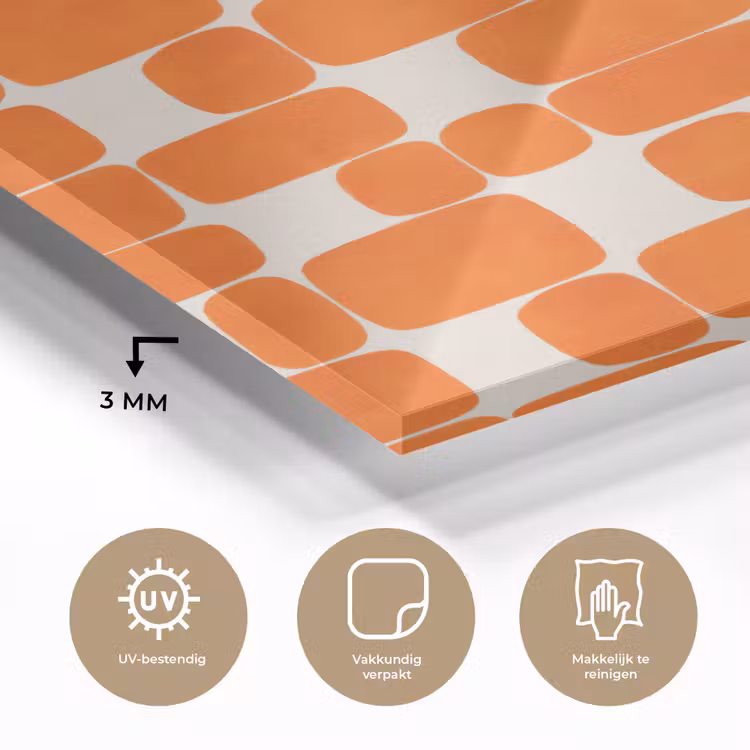 Glas schilderij - Patroon - Retro - Oranje — 3