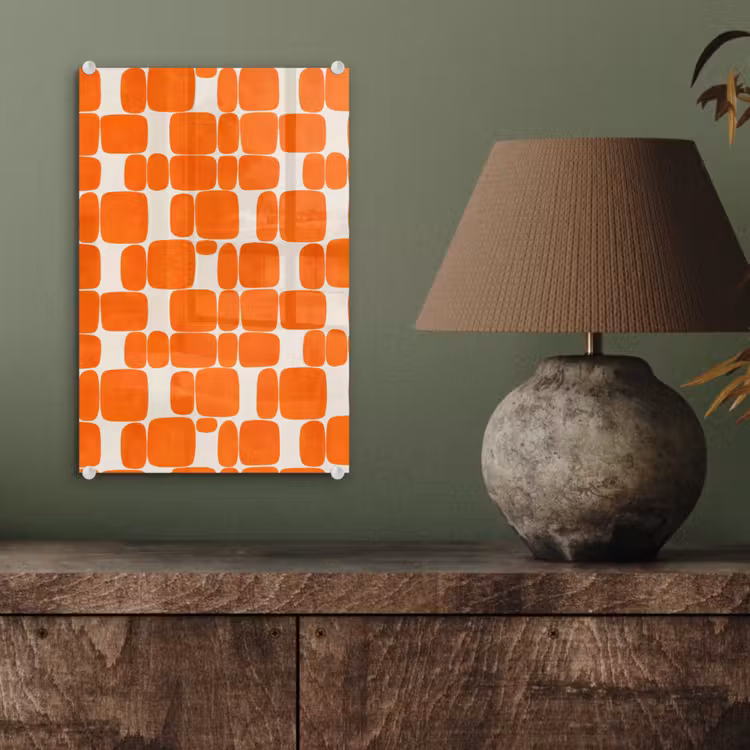 Glas schilderij - Patroon - Retro - Oranje — 4