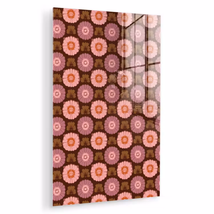 Glas schilderij - Retro - Madelief - Roze — 1