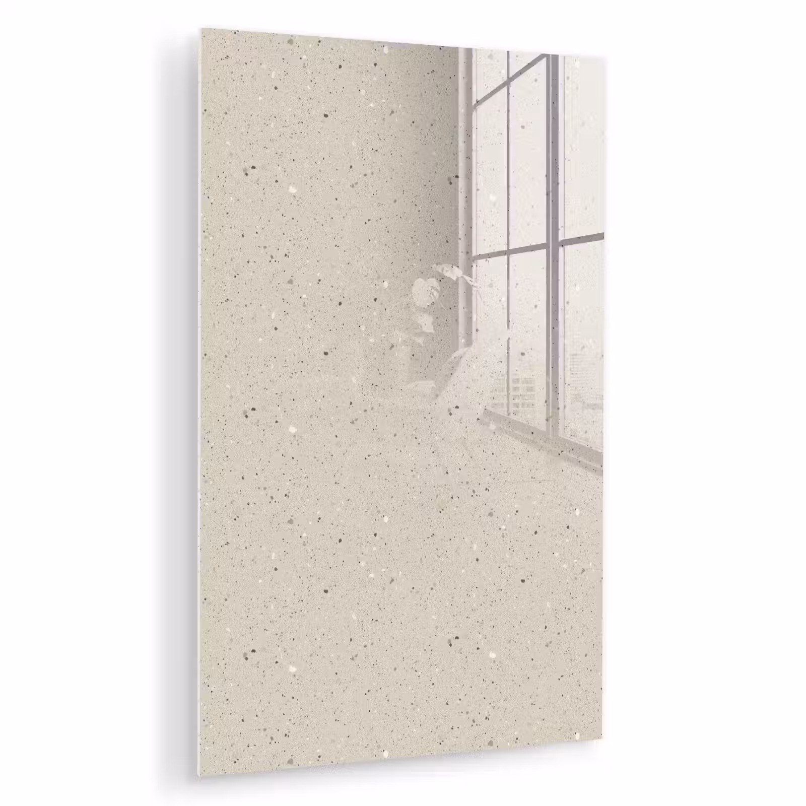 Glas schilderij - Lichtbeige - Terrazzo - Grijs — 1