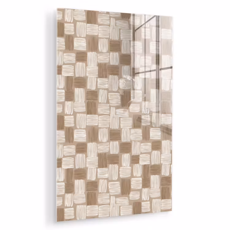 Glas schilderij - Blok - Patroon - Bruin — 1