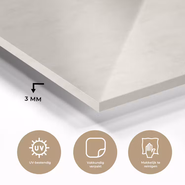 Glas schilderij - Crème - Egaal - Beton — 3