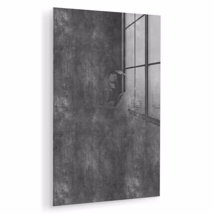 Glas schilderij - Donkergrijs - Ruw - Beton — 1