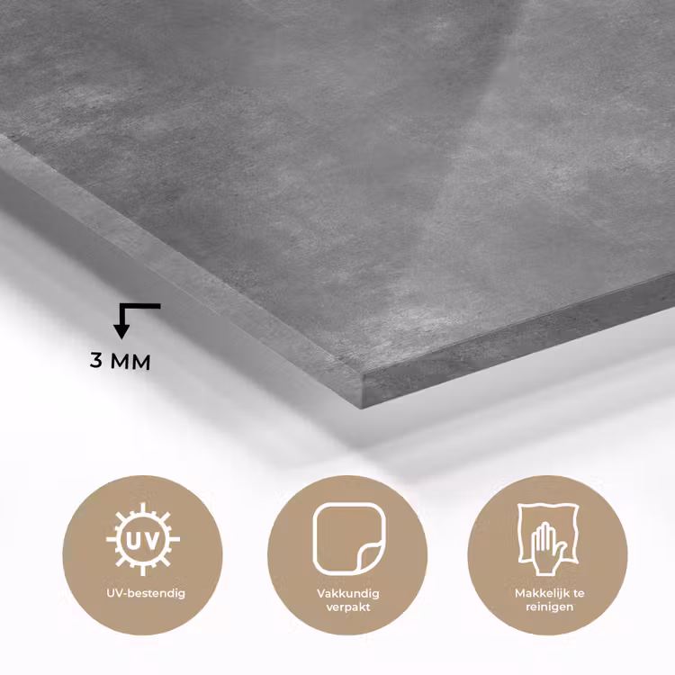 Glas schilderij - Donkergrijs - Ruw - Beton — 3