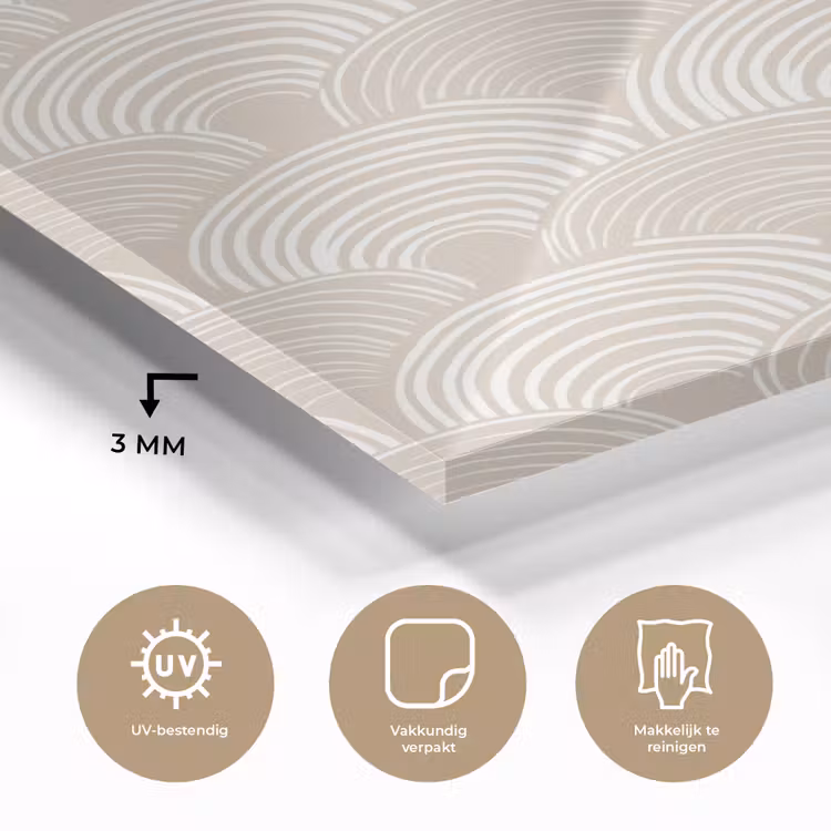 Glas schilderij - Golven - Structuur - Beige — 3