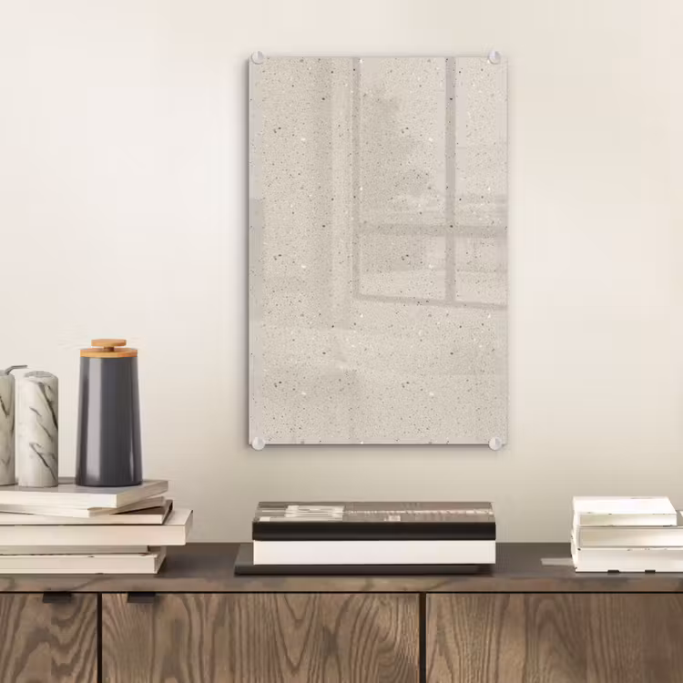 Glas schilderij - Lichtbeige - Terrazzo - Grijs — 2