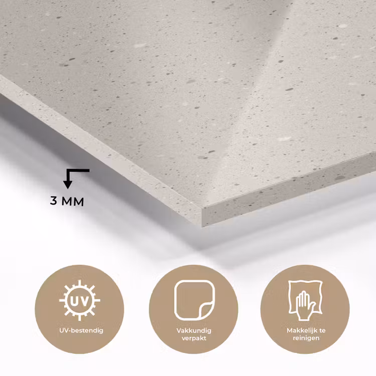 Glas schilderij - Lichtbeige - Terrazzo - Grijs — 3