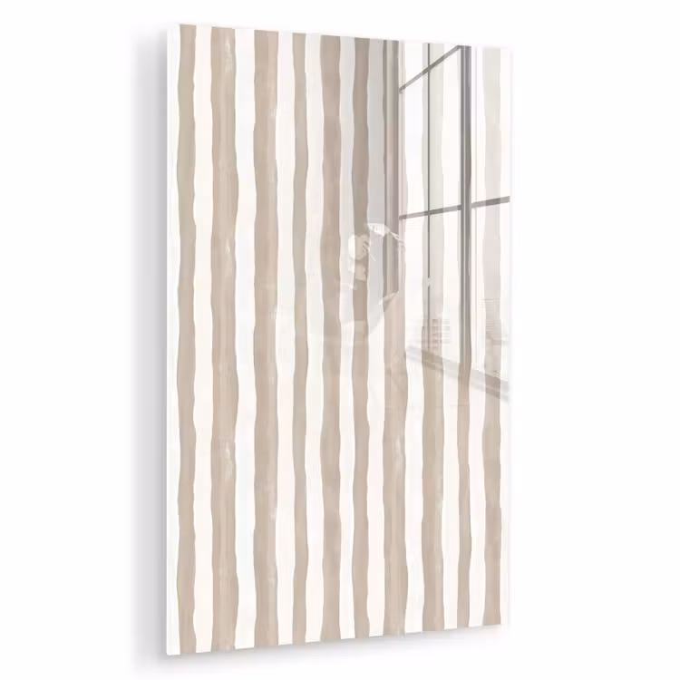 Glas schilderij - Minimalistisch - Strepen - Beige — 1