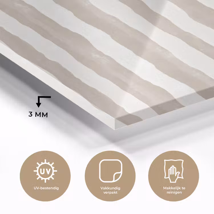 Glas schilderij - Minimalistisch - Strepen - Beige — 3