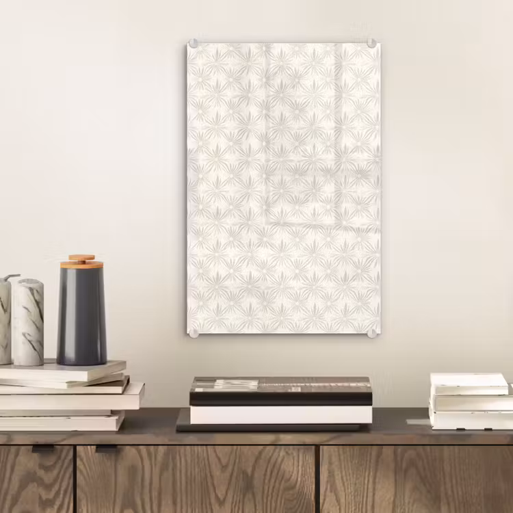 Glas schilderij - Patroon - Bloemen - Beige — 2
