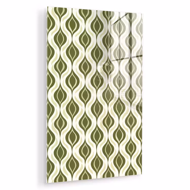 Glas schilderij - Patroon - Retro - Groen — 1