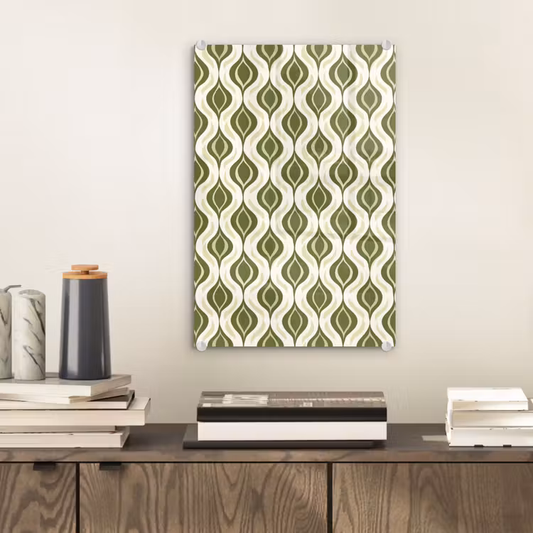 Glas schilderij - Patroon - Retro - Groen — 2