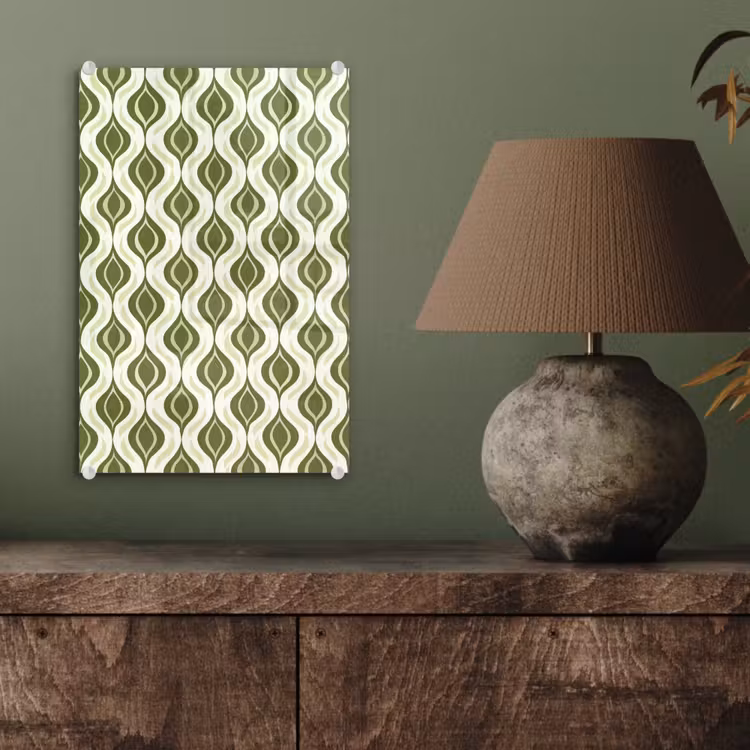 Glas schilderij - Patroon - Retro - Groen — 4