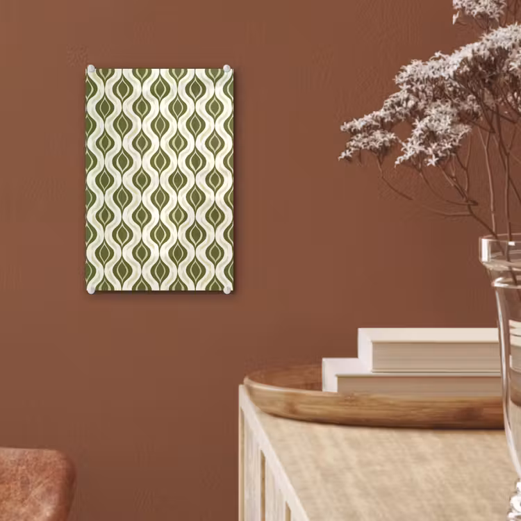 Glas schilderij - Patroon - Retro - Groen — 6