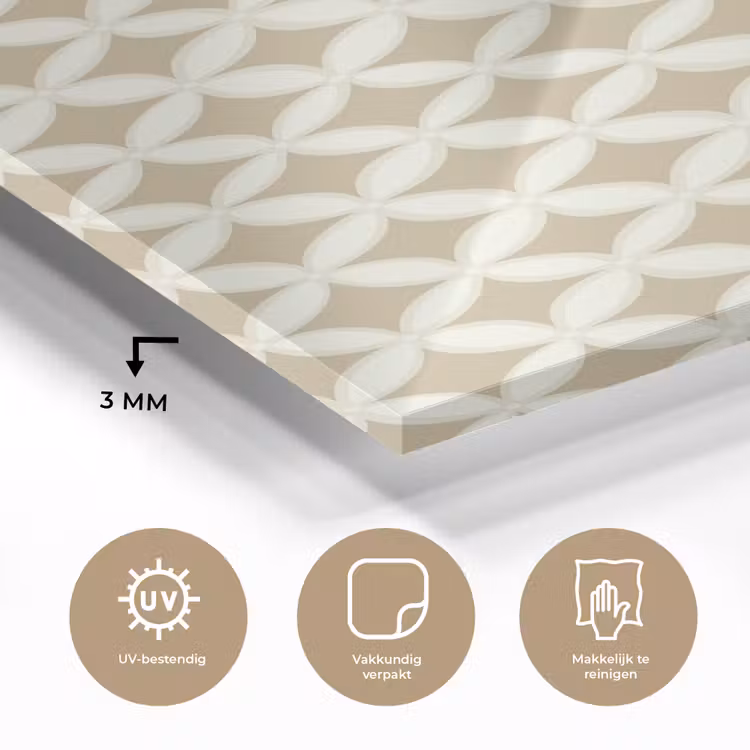 Glas schilderij - Symmetrisch - Motief - Beige — 3