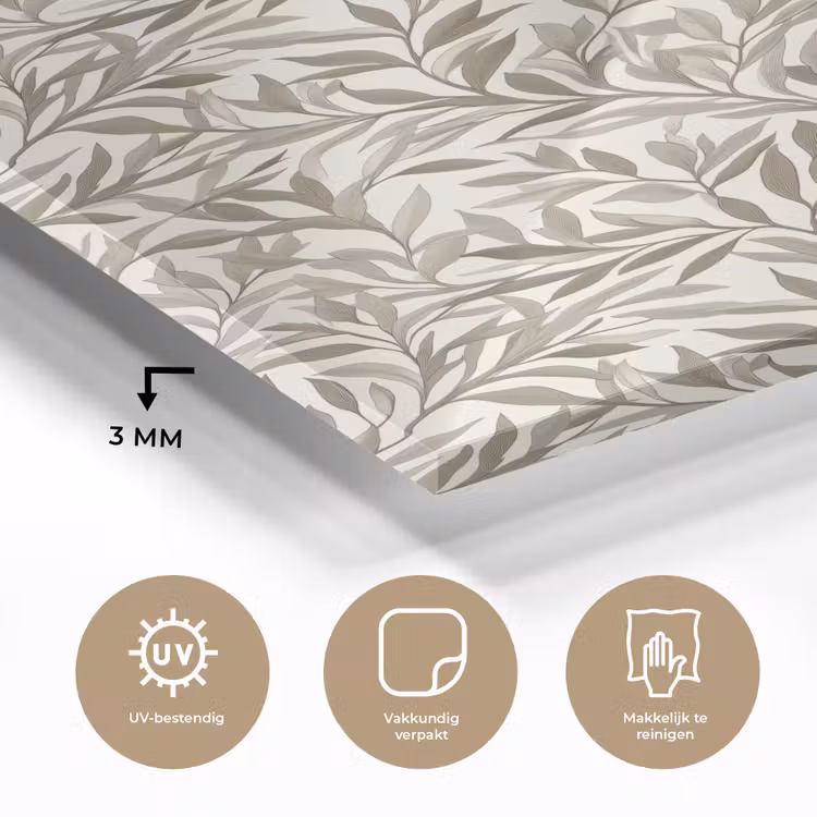 Glas schilderij - Takken - Botanisch - Taupe — 3
