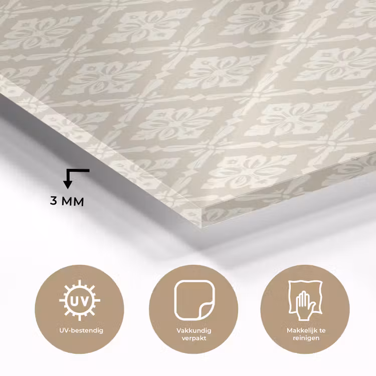 Glas schilderij - Floraal - Ornament - Beige — 3