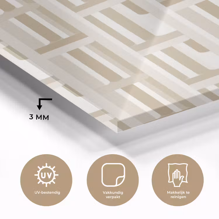 Glas schilderij - Modern - Geometrisch - Beige — 3