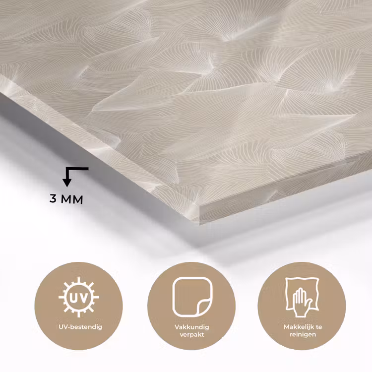 Glas schilderij - Organisch - Textuur - Beige — 3