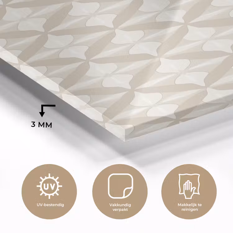 Glas schilderij - Patroon - Klassiek - Beige — 3