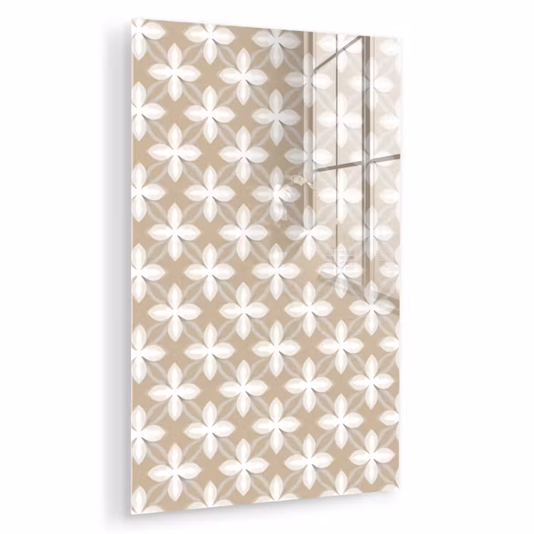 Glas schilderij - Patroon - Symmetrisch - Beige — 1