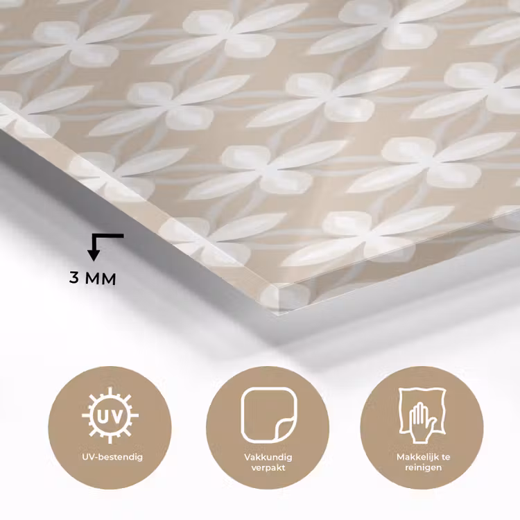 Glas schilderij - Patroon - Symmetrisch - Beige — 3