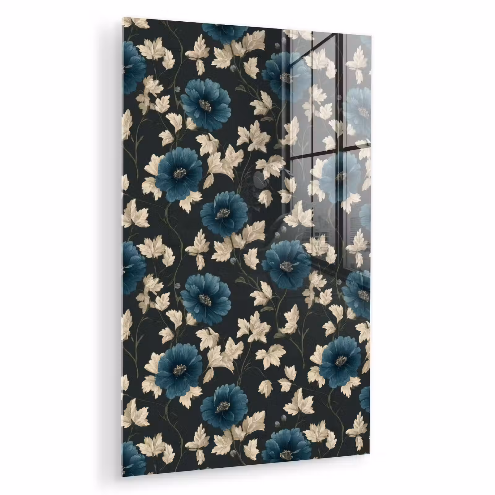 Glas schilderij - Botanisch - Bloemen - Blauw — 1
