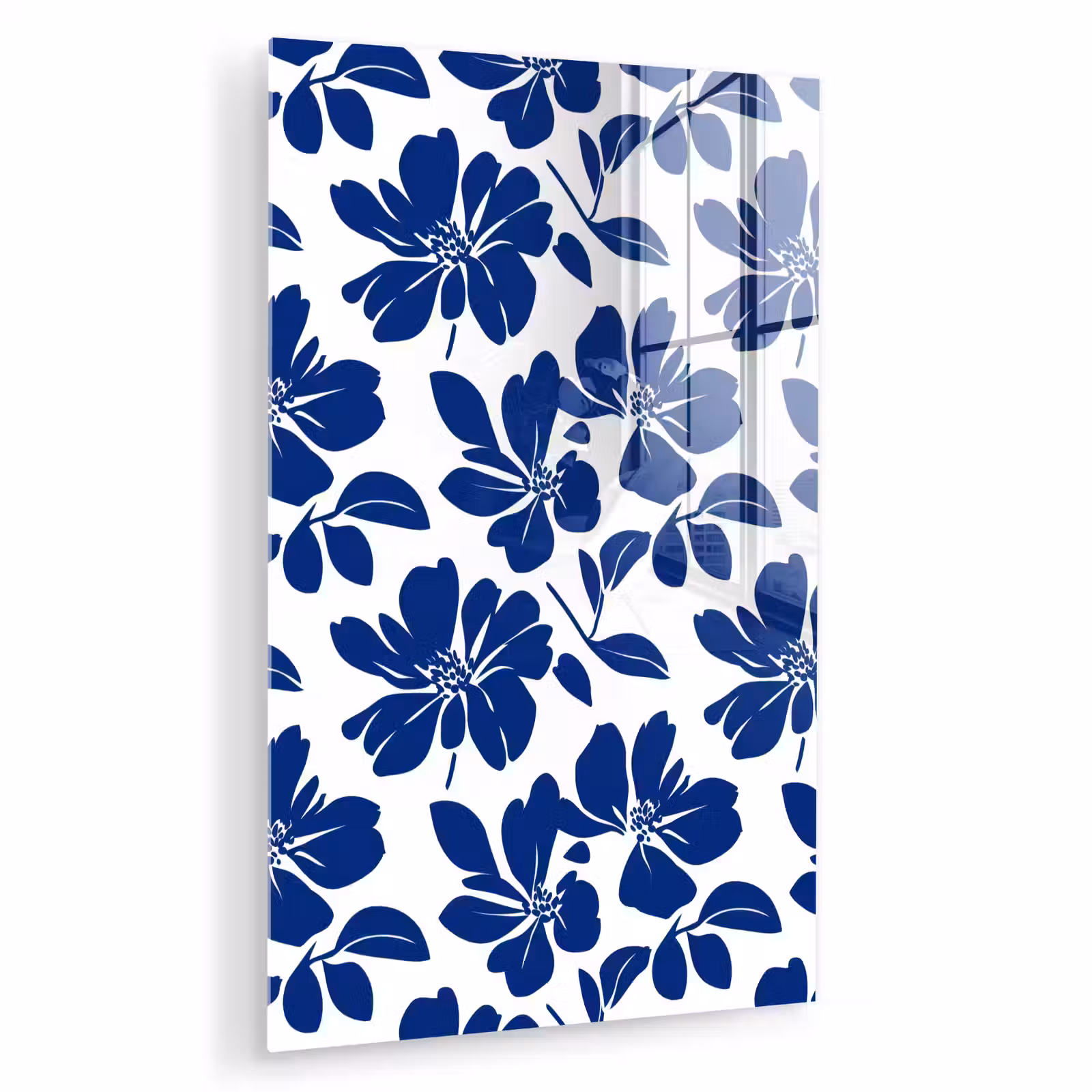 Glas schilderij - Floraal - Modern - Blauw — 1