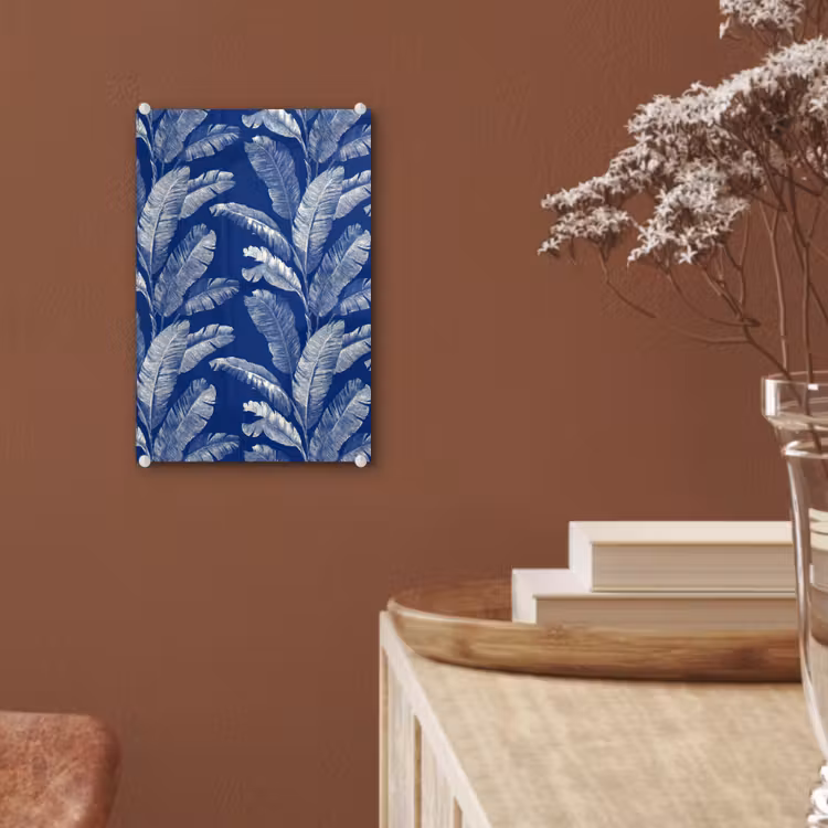 Glas schilderij - Blad - Palm - Blauw — 6