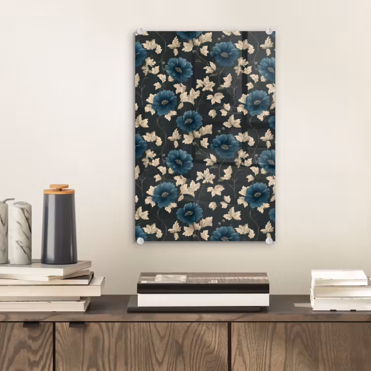 Glas schilderij - Botanisch - Bloemen - Blauw — 2